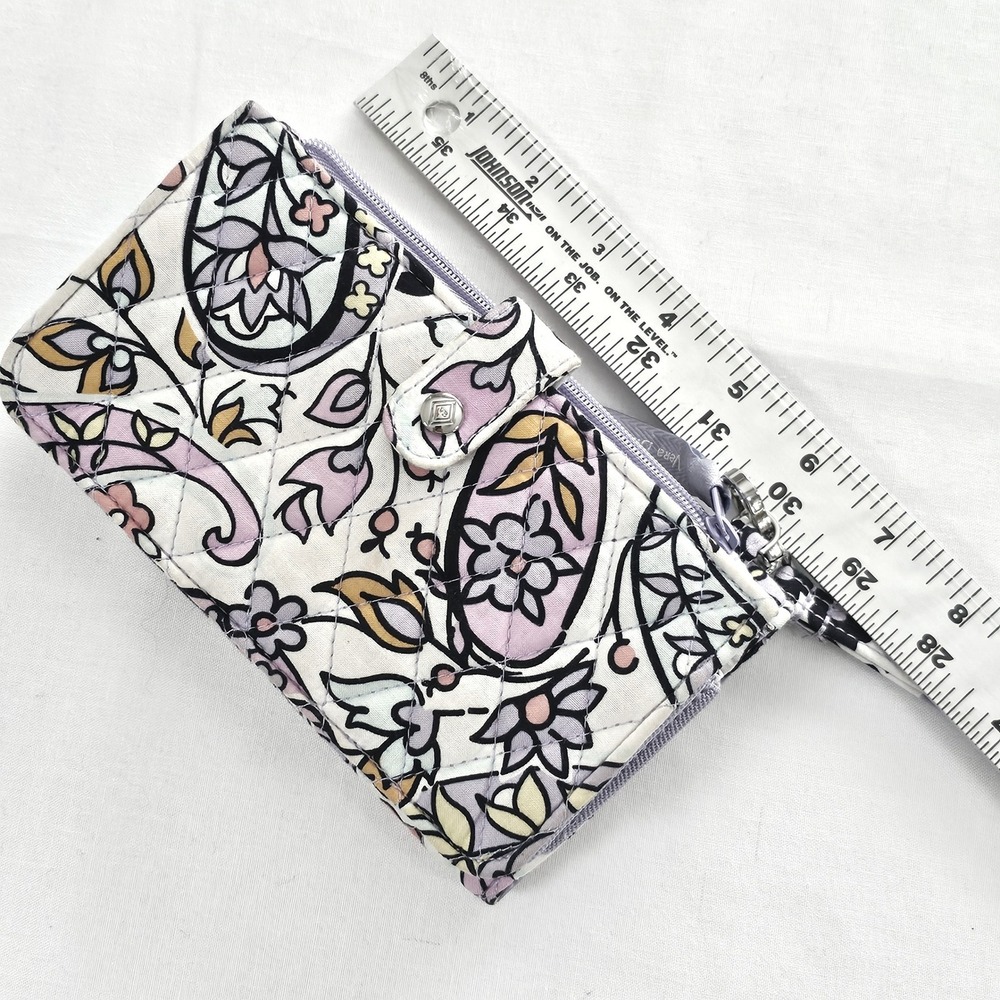 Vera Bradley RFID Riley Compact Wallet Quilted Floral Paisley Wristlet Lavender - Picture 8 of 9